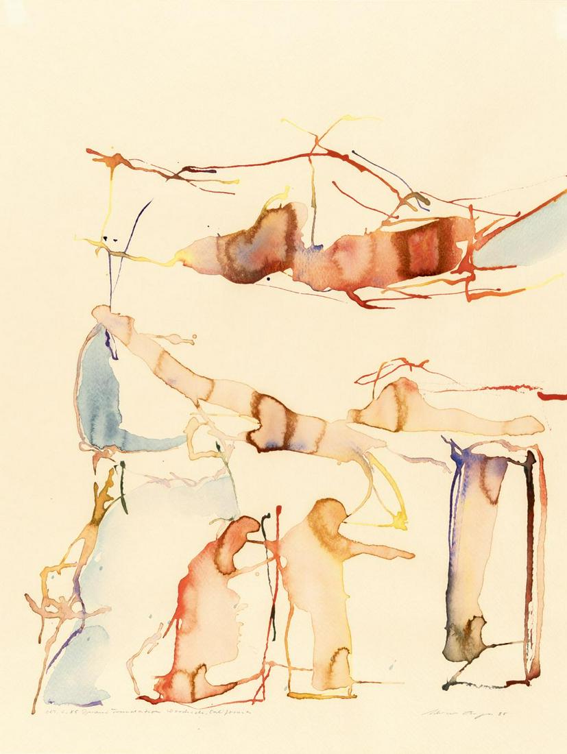 Ohne Titel („Nov. 15, 1985 Woodside, Ca.“): Artist: Werner Berges Watercolour on watercolour paper. (19)85. C. 60 x 45.5 cm. Signed and dated lower right, titled lower left. Taxation: VAT: Margin Scheme Deutsch: Titel: Ohne Titel („