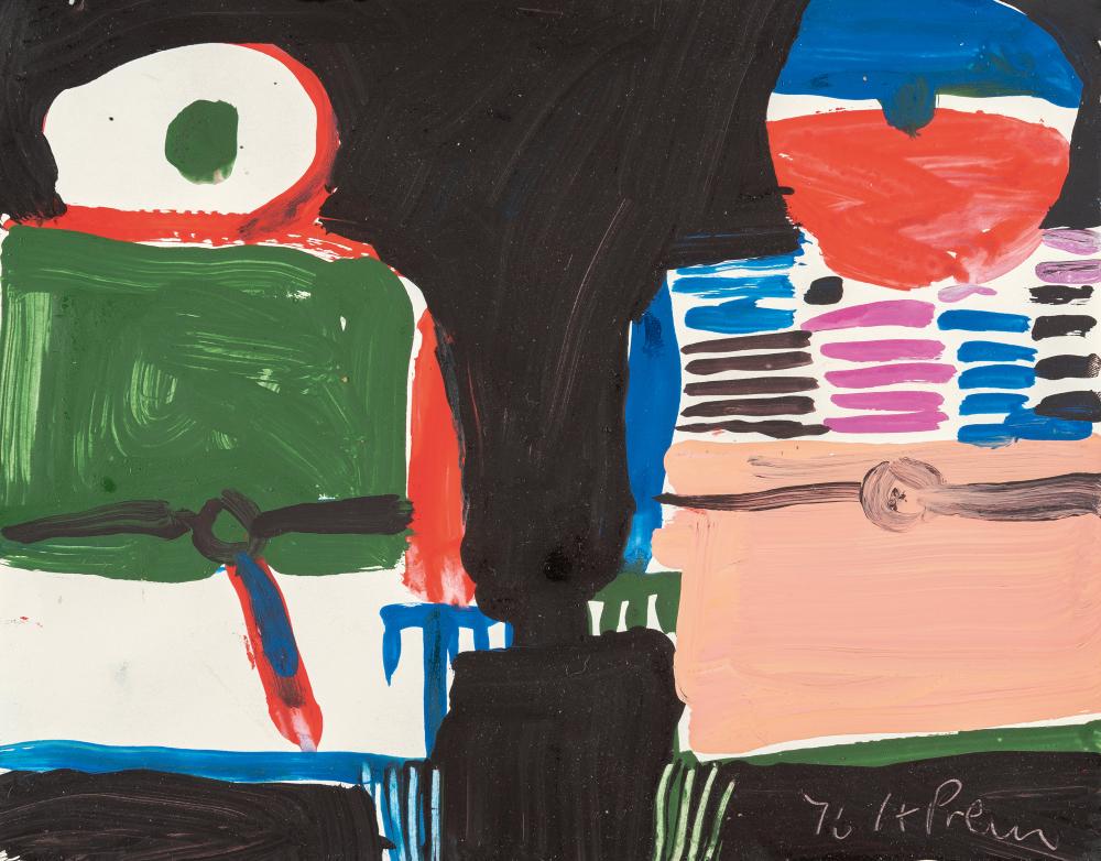 Ohne Titel: Artist: Heimrad Prem Acrylic on thin cardboard. (19)76. C. 23 x 29.5 cm. Signed and dated lower right. Taxation: VAT: Margin Scheme Deutsch: Titel: Ohne Titel Beschreibung: A