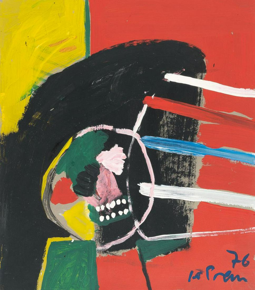 Ohne Titel: Artist: Heimrad Prem Gouache on grey cardboard. (19)76. C. 40 x 35 cm. Signed and dated lower right. Taxation: VAT: Margin Scheme Deutsch: Titel: Ohne Titel Beschreibung: Gou