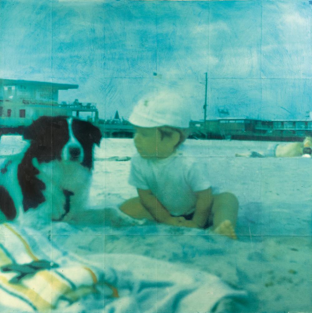 Stinky and Baby Tommy: Artist: Isca Greenfield-Sanders Oil over inkjet print laid down on canvas. 2000. Ca. 122 x 122 cm. Signed and dated on the reverse of the canvas. Taxation: VAT: Margin Scheme Deutsch: Titel: St