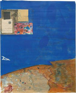 Untitled: Artist: Nicola De Maria Mixed media (gouache, charcoal and acrylic) and collage on wrapping paper. 1980. C. 98 x 74.5 cm. Indistinctly inscribed on the lower edge. Signed and dated on the reverse. Tax