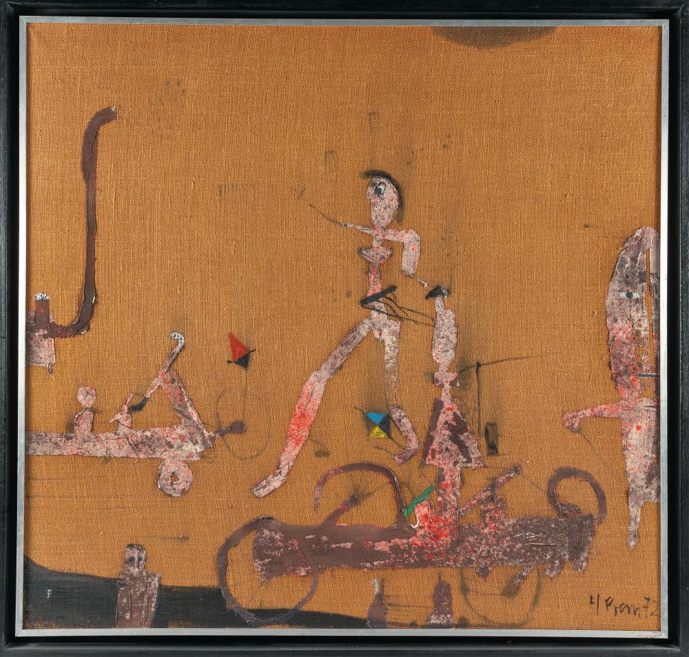 After: Artist: Heimrad Prem Oil and mixed media on ungrounded burlap backed with paper on the reverse. (19)72. C. 96 x 101 cm. Signed and dated lower right. Taxation: VAT: Margin Scheme Deutsch: Titel: </