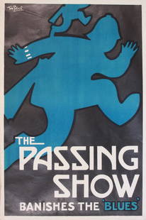 Tom Purvis (1888-1957) The Passing Show Banishes the: Tom Purvis (1888-1957) The Passing Show Banishes the Blues, original poster c.1930 - 76 x 51 cm A weekly paper of humour and short fiction which had two distinct incarnations, both published by Odhams