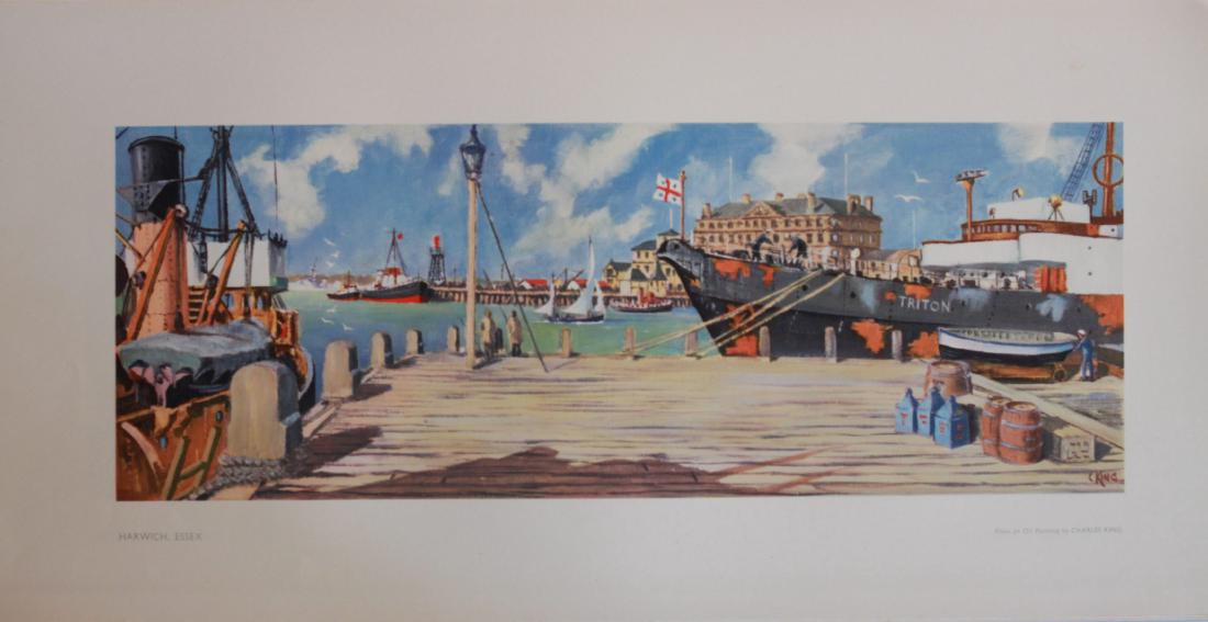 Charles King (dates unknown) Harwich and Leigh-on-Sea,: Charles King (dates unknown) Harwich and Leigh-on-Sea, two LNER Carriage prints issued 1953 - 25.5 x 53.5 cm (2) Property of the late Albert Cook ex Publicity Manager BR (NER)*