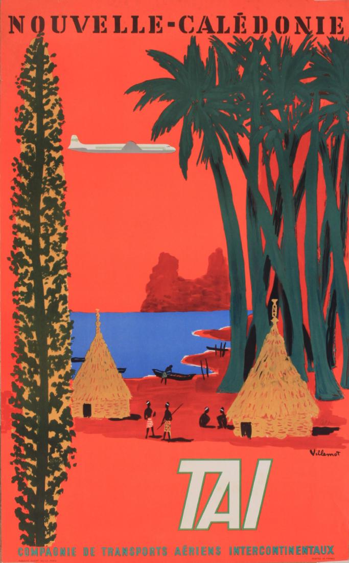 Villemot (Bernard 1911-1989) TAI Nouvelle-Caledonie,: Villemot (Bernard 1911-1989) TAI Nouvelle-Caledonie, original poster printed by Hubert Baille c.1960 - 102 x 63 cm