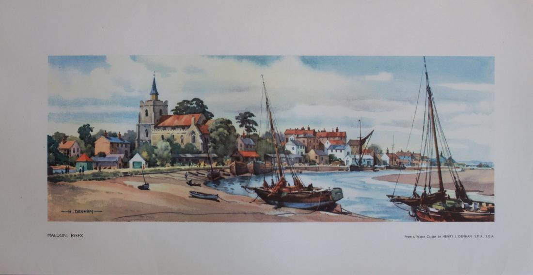 Henry J Denham (1893-1962) Maldon, and Donald Blake: Henry J Denham (1893-1962) Maldon, and Donald Blake Finchingfield Essex, two LNER Carriage prints issued post 1948 - 25.5 x 53.5 cm (2) Property of the late Albert Cook ex Publicity Manager BR (NER)*