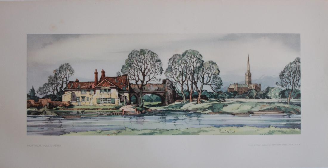 Kenneth Steel (1906-1970) Norwich Pull's Ferry, LNER: Kenneth Steel (1906-1970) Norwich Pull's Ferry, LNER Carriage print issued post 1948 - 25.5 x 53.5 cm Property of the late Albert Cook ex Publicity Manager BR (NER)*