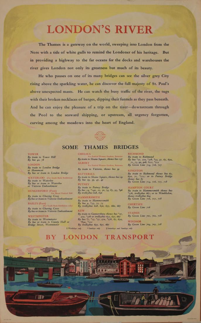 John Minton (1917-1957) London's River, original poster (1 of 1)