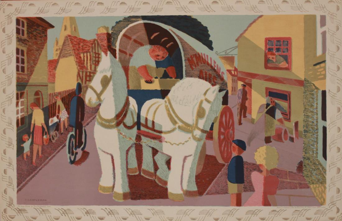 Tom Gentleman (1892-1966) The Grey Horses, SP11: Tom Gentleman (1892-1966) The Grey Horses, SP11 original lithograph printed by Barnard Press for School Prints Ltd. 1946 - 49.5 x 76 cm