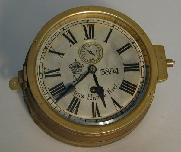 196 A brass cased German Navy UBoat clock with silver