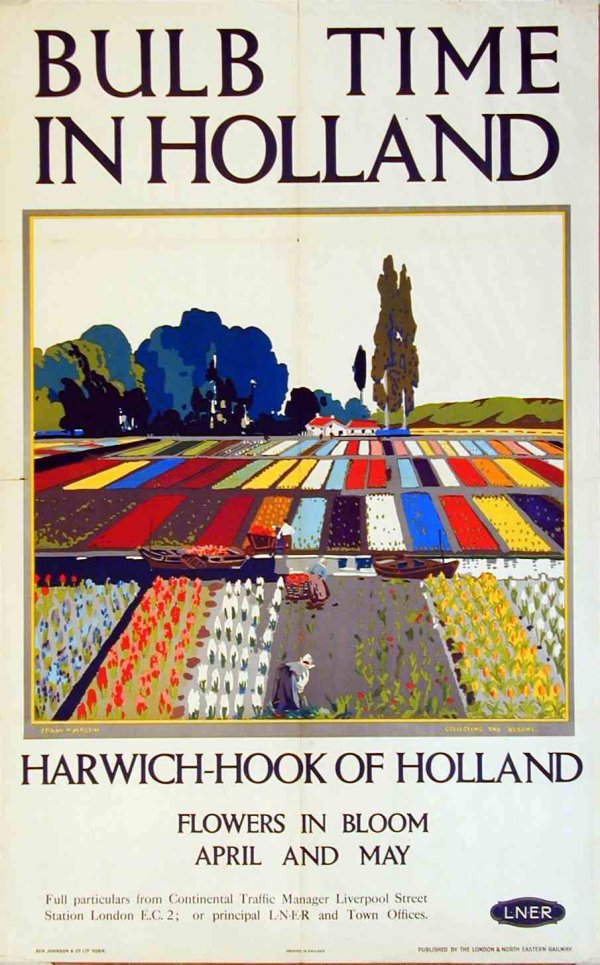 Original vintage poster: Frank H Mason Bulb Time In Holland, original poster printed for LNER by Ben Johnson Ltd - 102 x 63 cm Cond A with folds