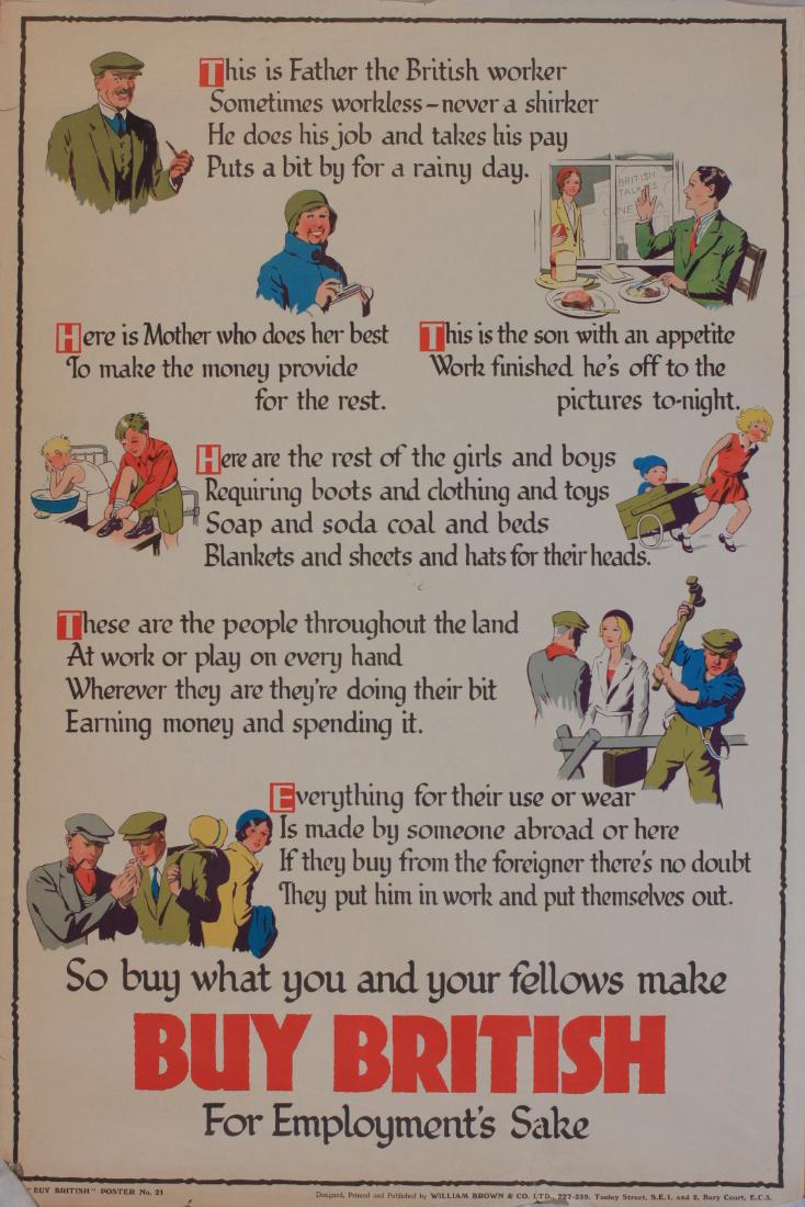 Anon So buy what you and your fellows make Buy British: Anon So buy what you and your fellows make Buy British poster No 21 printed by William Brown & Co Ltd 1931 - 76 x 50 cm