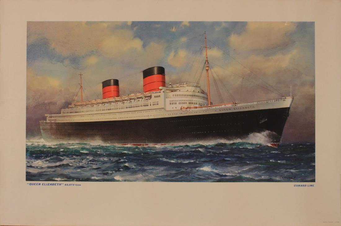 Onslows Auctioneers Winter Vintage Posters Page 4 - c e turner 1883 1965 cunard line queen elizabeth