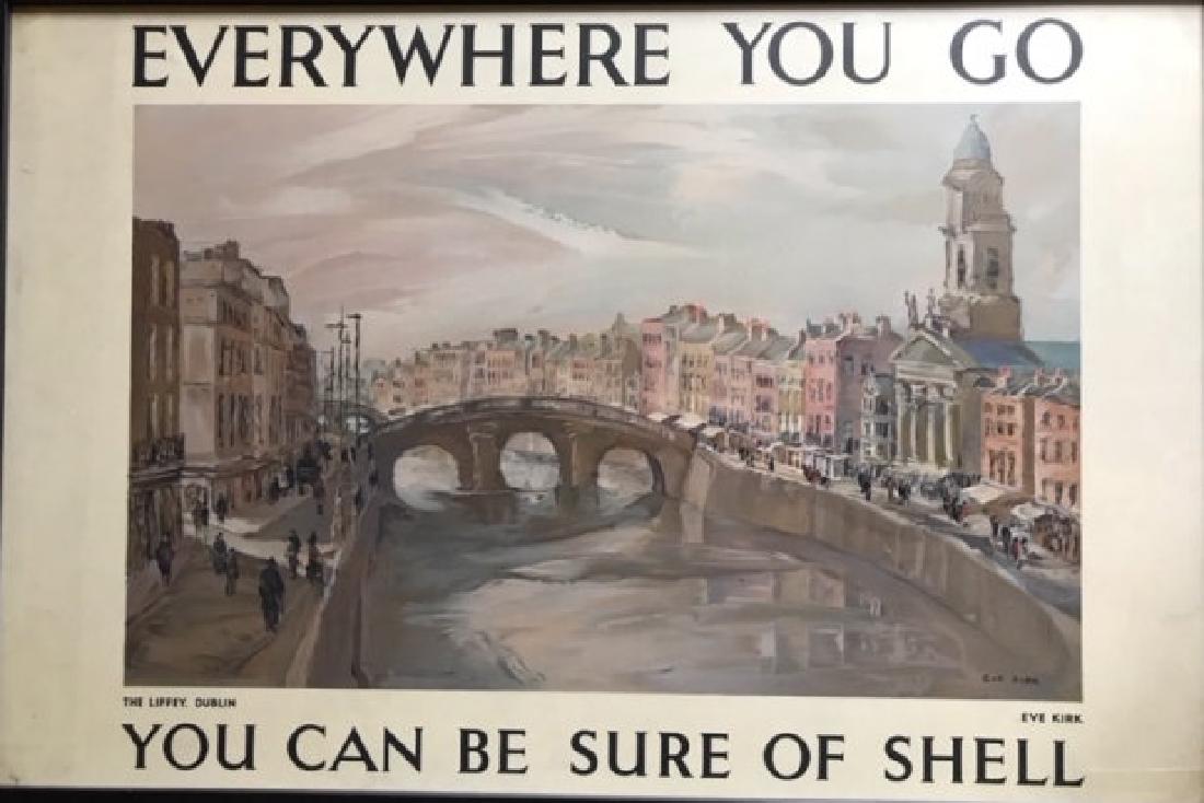 Eve Kirk (1900-1969) The Liffey Dublin , Everywhere You: Eve Kirk (1900-1969) The Liffey Dublin , Everywhere You Go You Can Be Sure of Shell , original poster No 546 printed for Shell by Waterlow 1939 - 76 x 114 cm