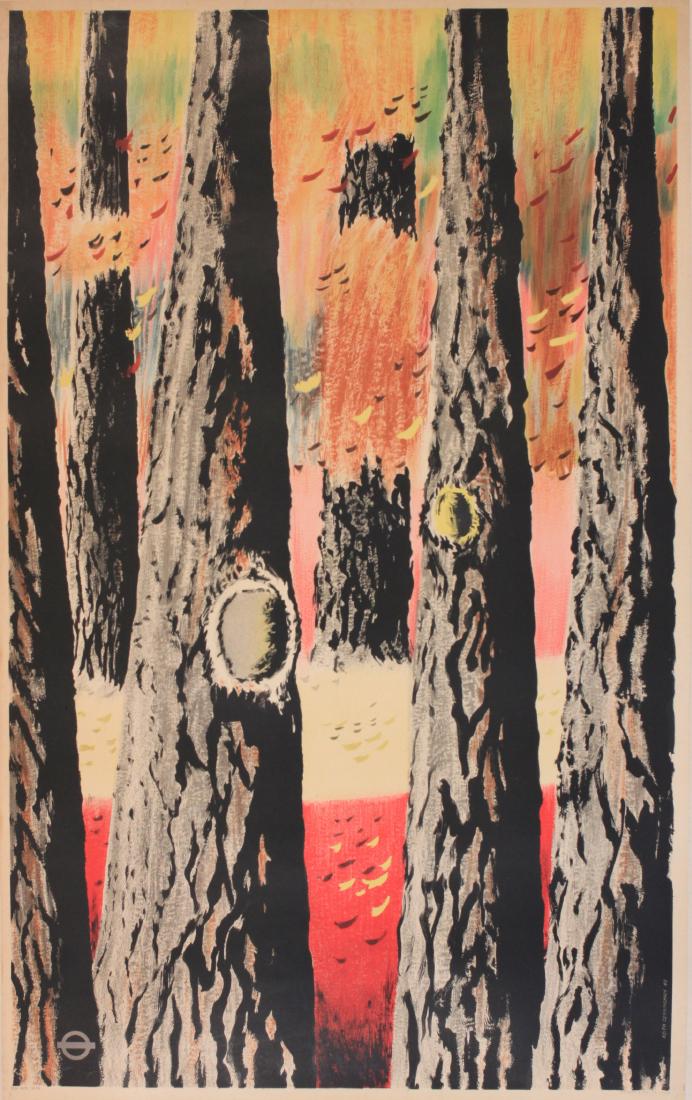 Keith Cunningham (1929-2014) Out and About Autumn Woods: Keith Cunningham (1929-2014) Out and About Autumn Woods , pair poster printed for LT by Waterlow 1950 - 102 cx 63 cm