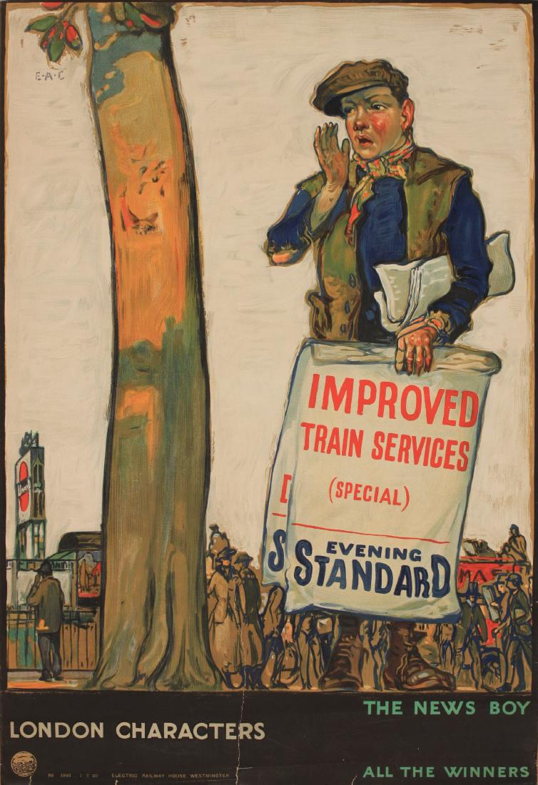 E A Cox (1876-1955) London Characters The News Boy , (1 of 1)