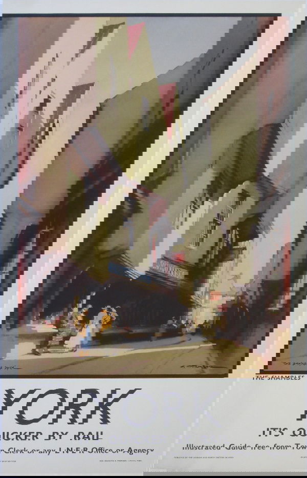 H Tittensor The Shambles York, original poster pri: H Tittensor The Shambles York, original poster printed for the LNER by Ben Johnson & Co - 102 x 64 cm