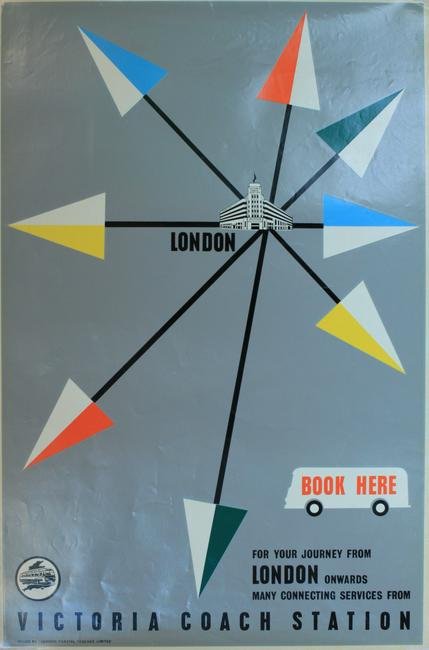 Grafton Victoria Coach Station, London Coastal Coaches,: Grafton Victoria Coach Station, London Coastal Coaches, original poster c.1960 - 76 x 51 cm; and three others inc. Victoria Coach Station (4)