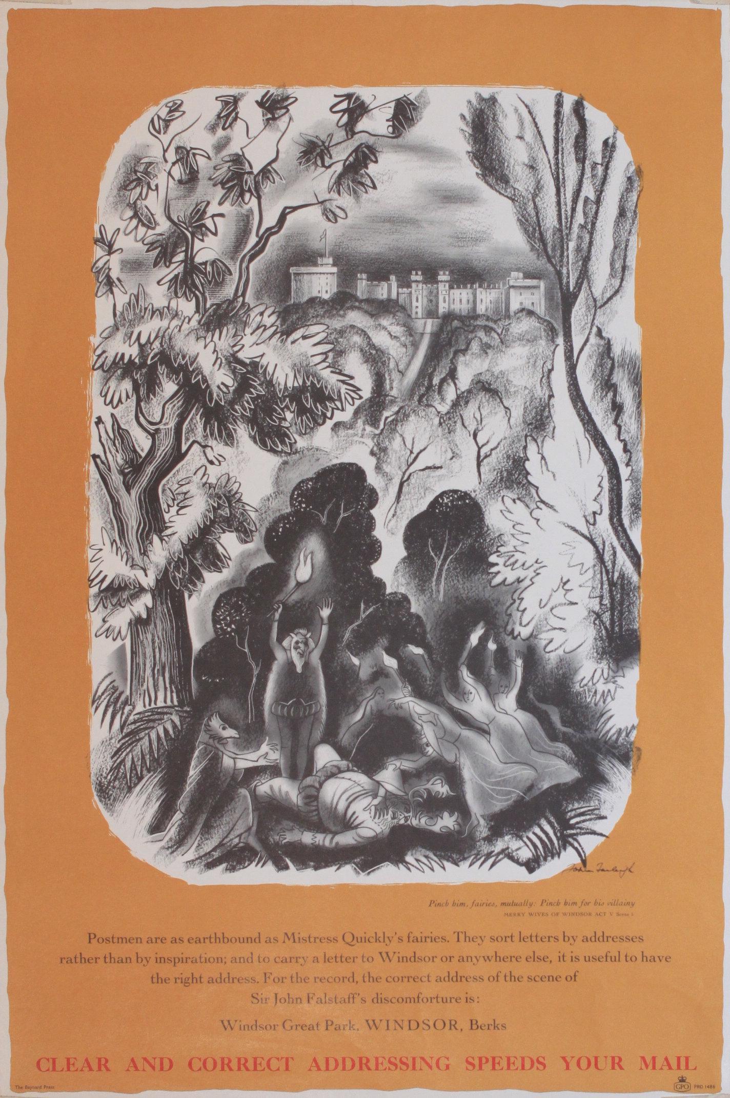 John Farleigh (1900-1965) Windsor Great Park, Clear and: John Farleigh (1900-1965) Windsor Great Park, Clear and correct addressing speeds your mail, GPO poster PRD 1486 - 76 x 51 cm