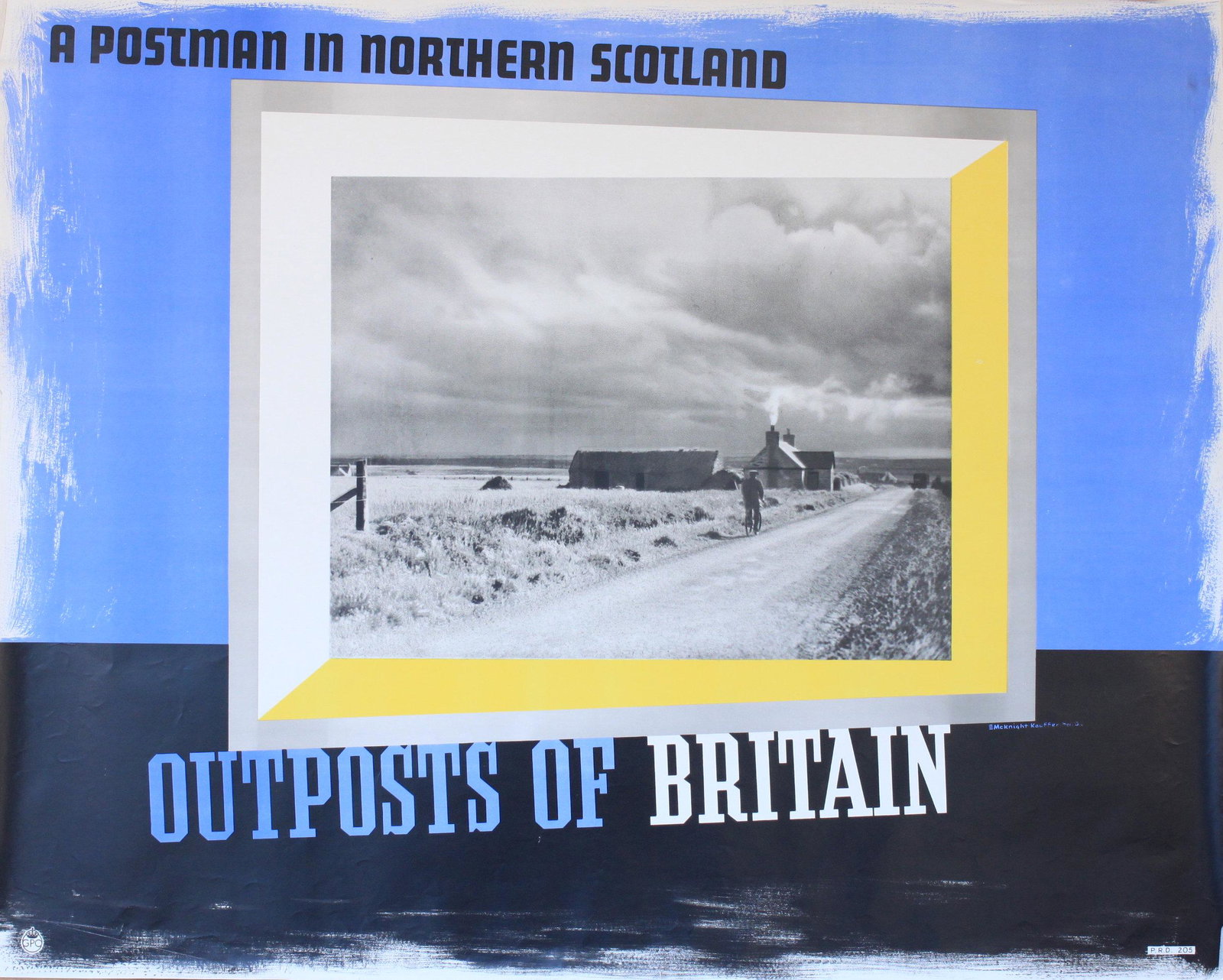E McKnight Kauffer (Edward 1890-1954) Outposts of: E McKnight Kauffer (Edward 1890-1954) Outposts of Britain A Postman in Northern Scotland, GPO poster PRD 205 1937 - 102 x 127 cm This is a rare larger format poster