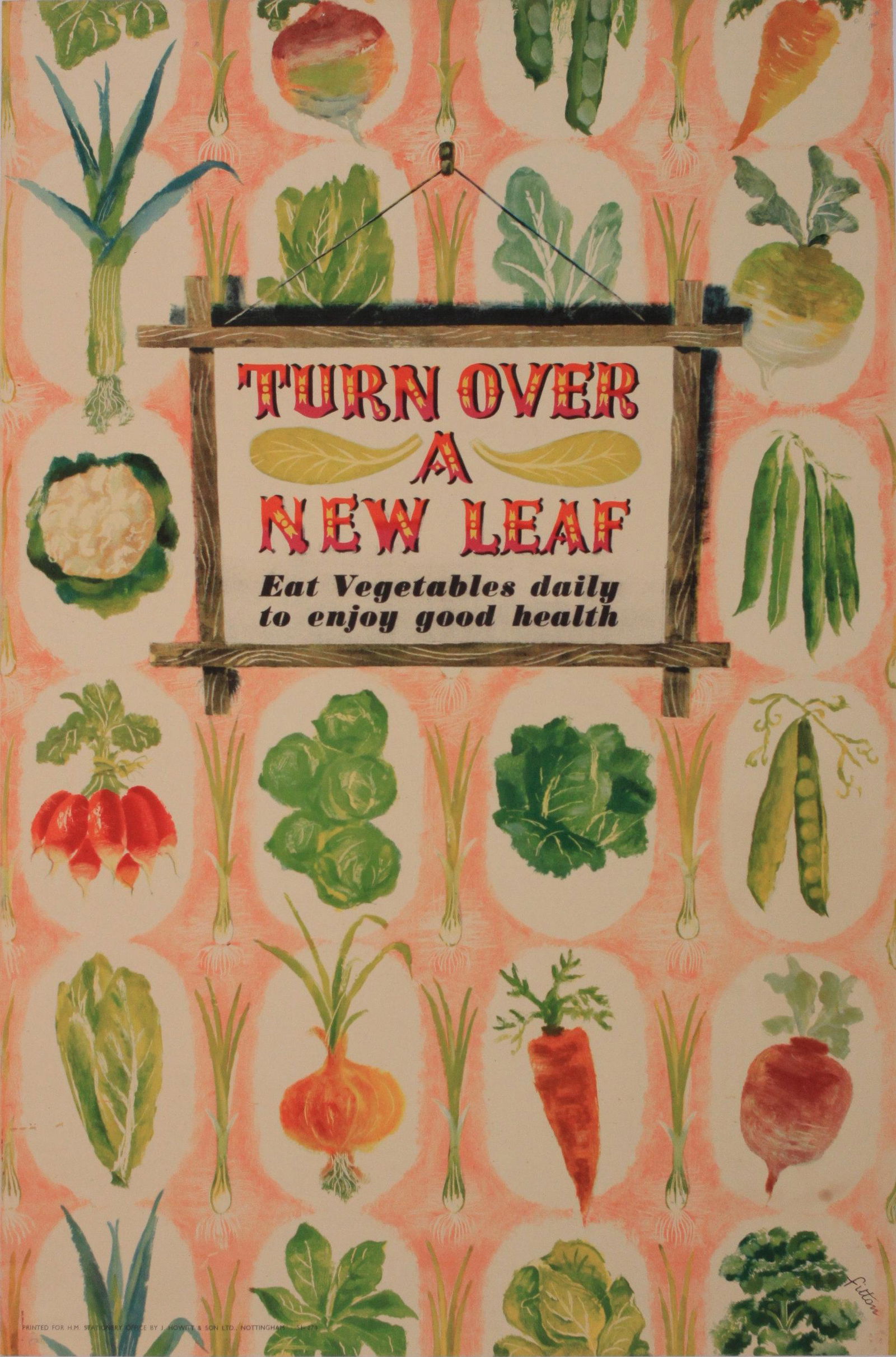James Fitton(1899-1982) Turn Over A New Leaf, original: James Fitton(1899-1982) Turn Over A New Leaf, original WW2 poster printed for HMSO by Howitt c. 1944 - 76 x 51 cm