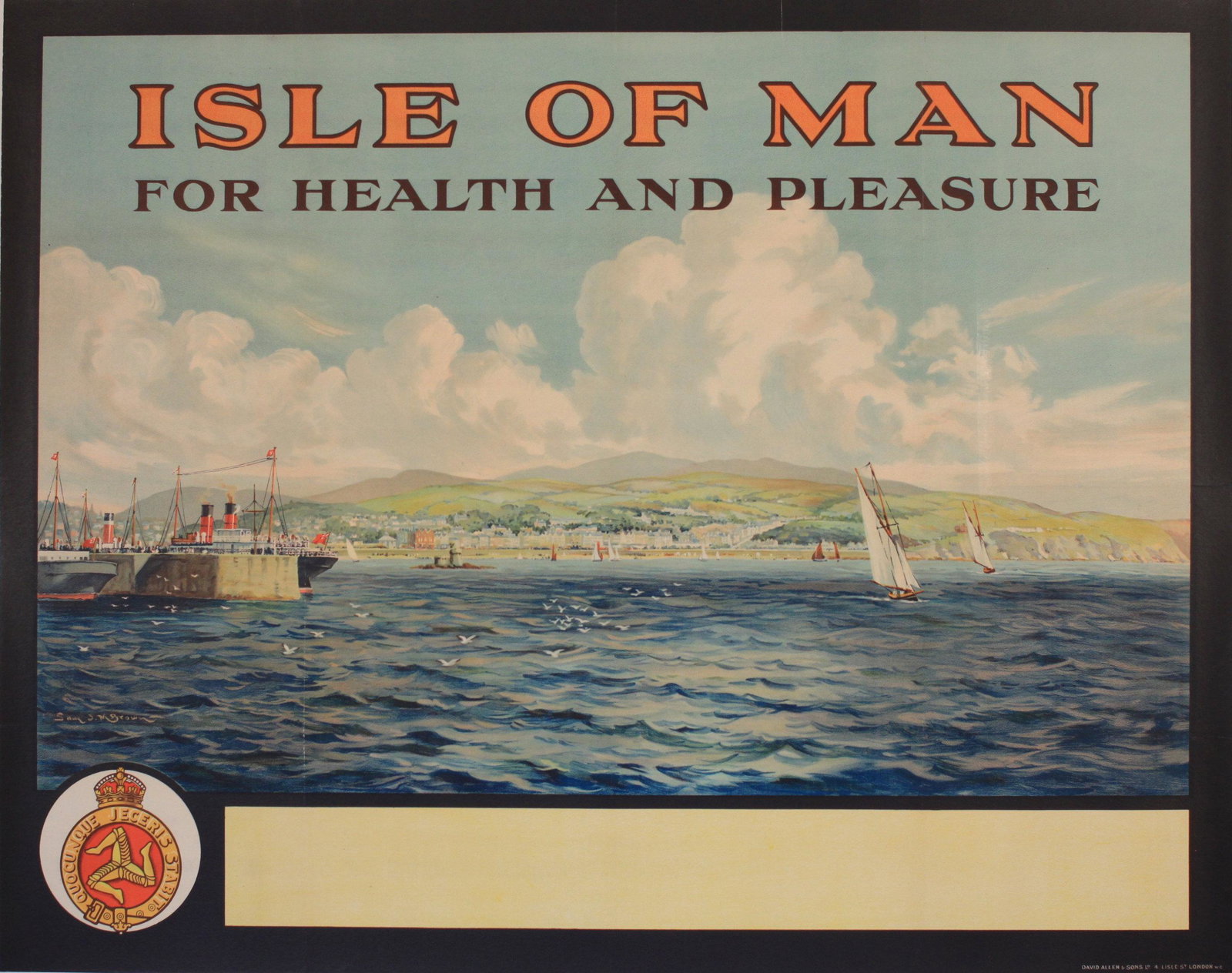 Sam J M Brown (1873-1963) Isle of Man for Health and: Sam J M Brown (1873-1963) Isle of Man for Health and Pleasure, original poster printed for Official Information Bureau by David Allen c.1925 - 102 x 127 cm