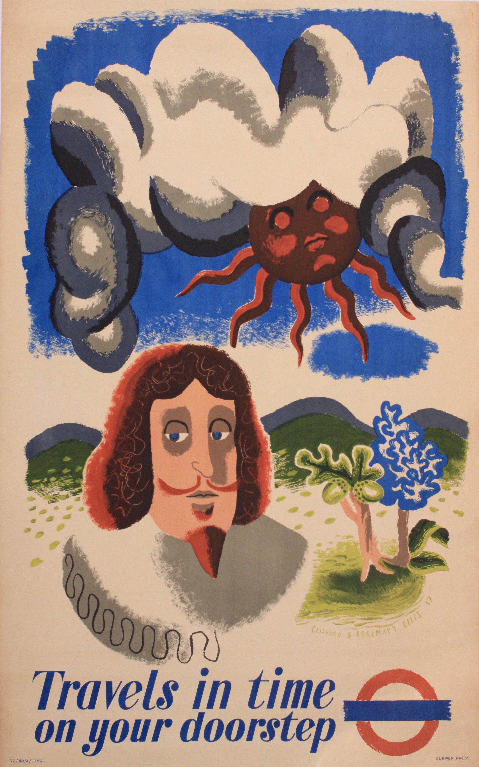 Ellis (Clifford 1907-1985) and (Rosemary 1910-1998): Ellis (Clifford 1907-1985) and (Rosemary 1910-1998) Travels in time on your doorstep (William Shakespeare), original poster printed for London Transport by Curwen 1937 - 102 x 64 cm Provenance: From t