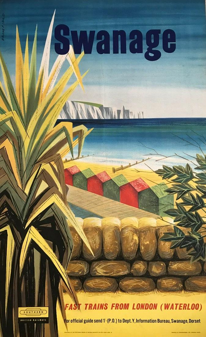 Bromfield (Kenneth fl.1950’s) Swanage original: Bromfield (Kenneth fl.1950’s) Swanage original poster printed for BR(SR) by Chromoworks c. 1950 - 102 x 63 cm