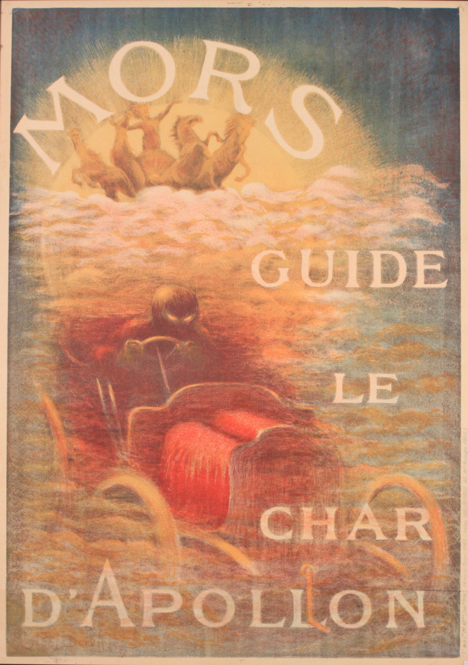 Nöel Dorville (1874-1938) Mors Guide le Char: Nöel Dorville (1874-1938) Mors Guide le Char d’Apollon, original poster printed by Ateliers Nöel Dorville, 42 Ave. Montaigne, Paris 1907 - 155 x 110 cm