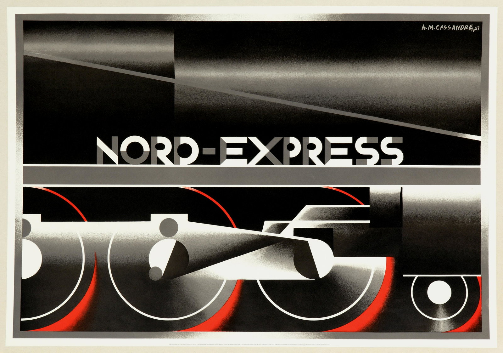 A M Cassandre (Adolphe Mouron 1901-1968) Nord Express,: A M Cassandre (Adolphe Mouron 1901-1968) Nord Express, second edition printed in France 1980 - 70 x 100 cm