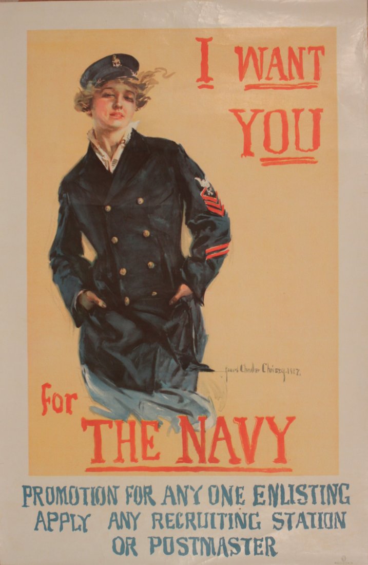 Howard Chandler Christy (1872-1952) I want you for The: Howard Chandler Christy (1872-1952) I want you for The Navy, original WW1 poster printed by Forbes Boston 1917 - 105 x 69 cm From a recently discovered collection of French and US WW1 posters in remar