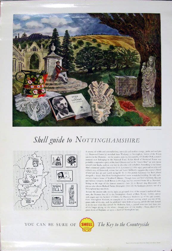 David Gentleman Shell Guide to Nottinghamshire, pr: David Gentleman Shell Guide to Nottinghamshire, printed by C Nicholls & Co Ltd - 76 x 51 cm