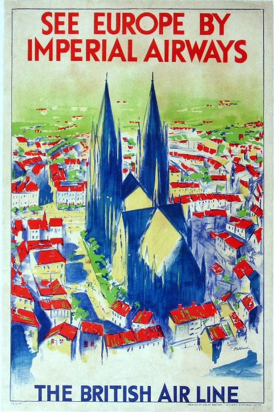 Holland See Europe By Imperial Airways (Cologne) T: Holland See Europe By Imperial Airways (Cologne) The British Airline, original poster printed by Stuarts - 76 x 51 cm