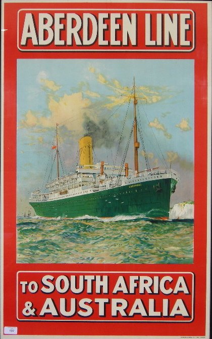 Charles Dixon (1872-1934) Aberdeen Line To South A: Charles Dixon (1872-1934) Aberdeen Line To South Africa & Australia 1927, original poster printed by Howard & Jones Ltd - 100 x 61 cm
