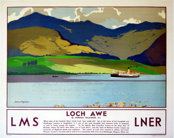 Norman Wilkinson (1878-1971) Loch Awe, original po: Norman Wilkinson (1878-1971) Loch Awe, original poster printed for LMS LNER by John Horn - 102 x 127 cm