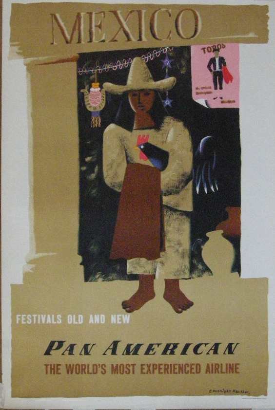 Edward McKnight Kauffer (1890-1954) Mexico Pan Amer: Edward McKnight Kauffer (1890-1954) Mexico Pan American, original poster printed circa 1948 - 107 x 71 cm