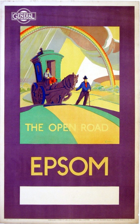 Charles Cundall (1890-1971) Epsom The Open Road, No: Charles Cundall (1890-1971) Epsom The Open Road, No 24, original poster printed for General Bus by Waterlow & Sons Ltd 1921 - 102 x 64 cm