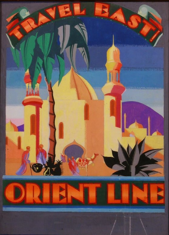 G D Oclee Design for poster Orient Line Travel Eas: G D Oclee Design for poster Orient Line Travel East, unsigned, gouache - 50 x 37 cm