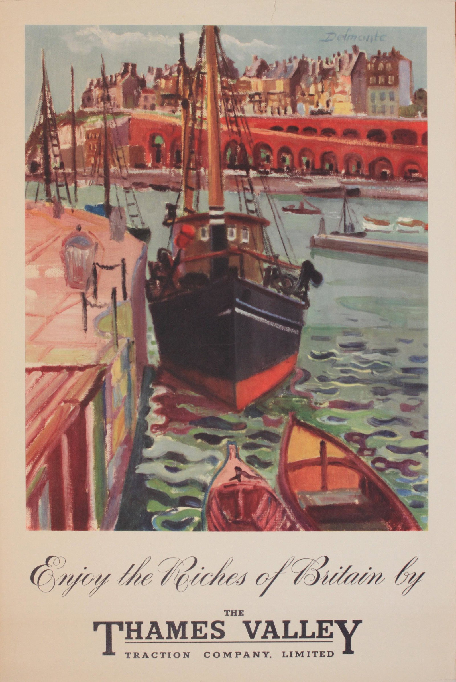 Delmonte (Koert 1913-1982) Enjoy the Riches of Britain: Delmonte (Koert 1913-1982) Enjoy the Riches of Britain by The Thames Valley Traction Company original poster printed c.1955 - 76 x 51 cm