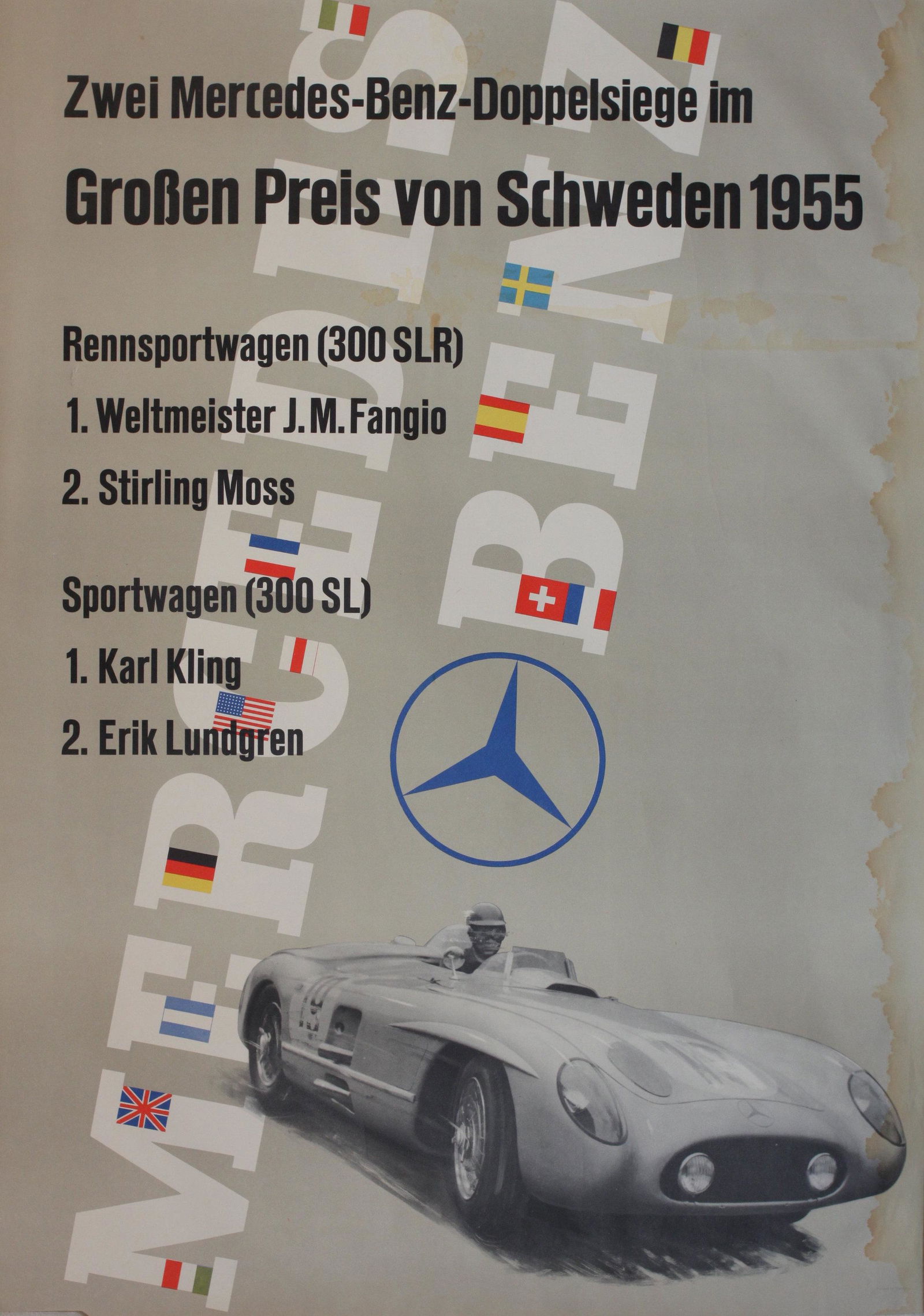 Mercedes Grand Prix Sweden 1955 Moss and Fangio Victory (1 of 1)