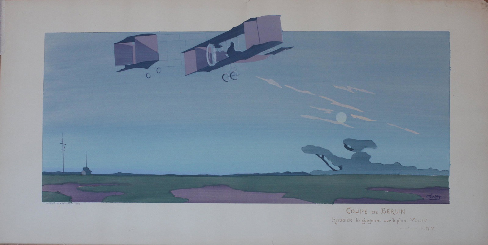 Gamy (Marguerite Montaut) Coupe de Berlin: Gamy (Marguerite Montaut) Coupe de Berlin Voison original pochoir lithograph printed by Mabileau Paris 1909 - 45 x 90 cm
