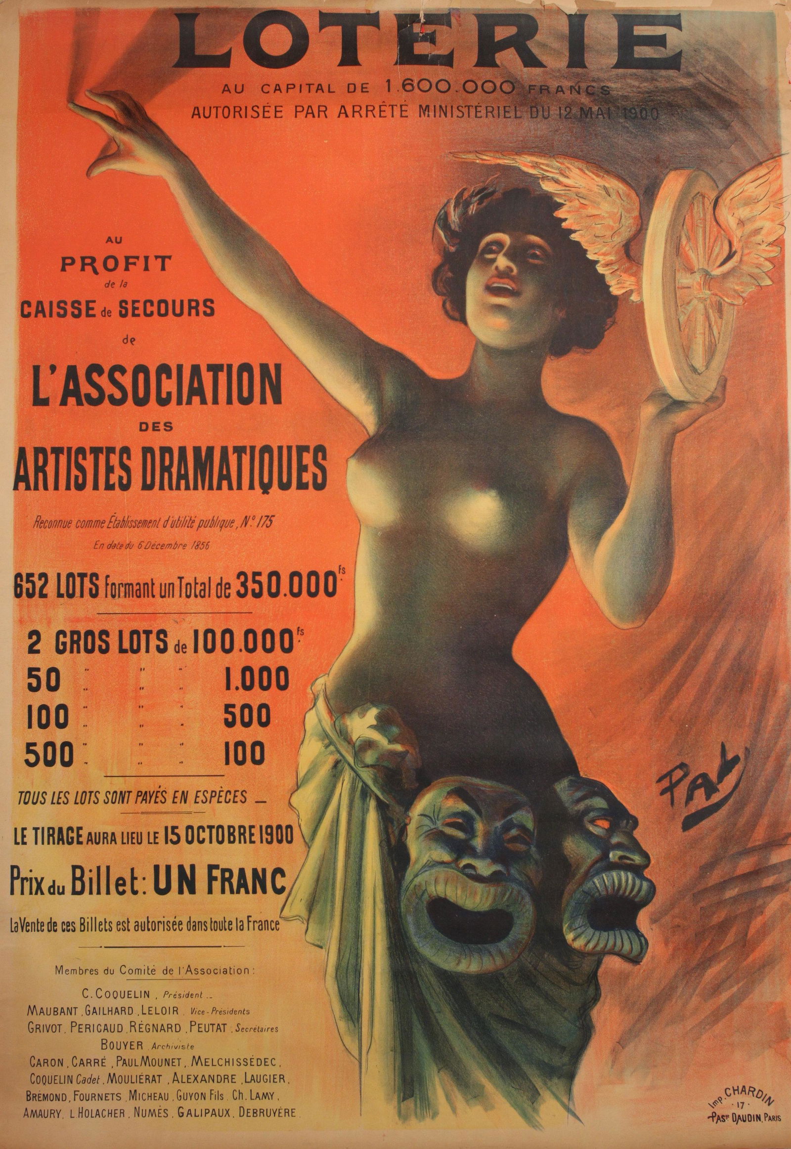 PAL (Jean de Palelogue 1860-1942) Loterie L'Association (1 of 1)