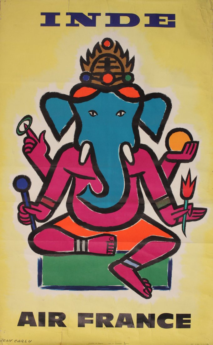 Jean Carlu (1900-1997) Inde Air France, original poster (1 of 1)