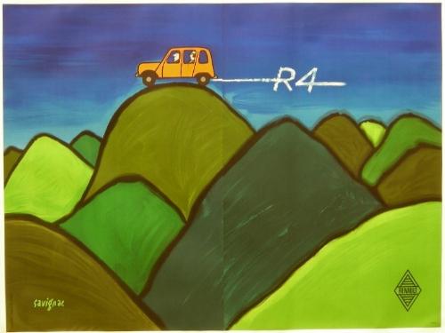 Raymond Savignac (1907-2002) Renault R4, original : Raymond Savignac (1907-2002) Renault R4, original advertising poster printed by Edition Publics Paris circa 1959- 150 x 200 cm on two sheets