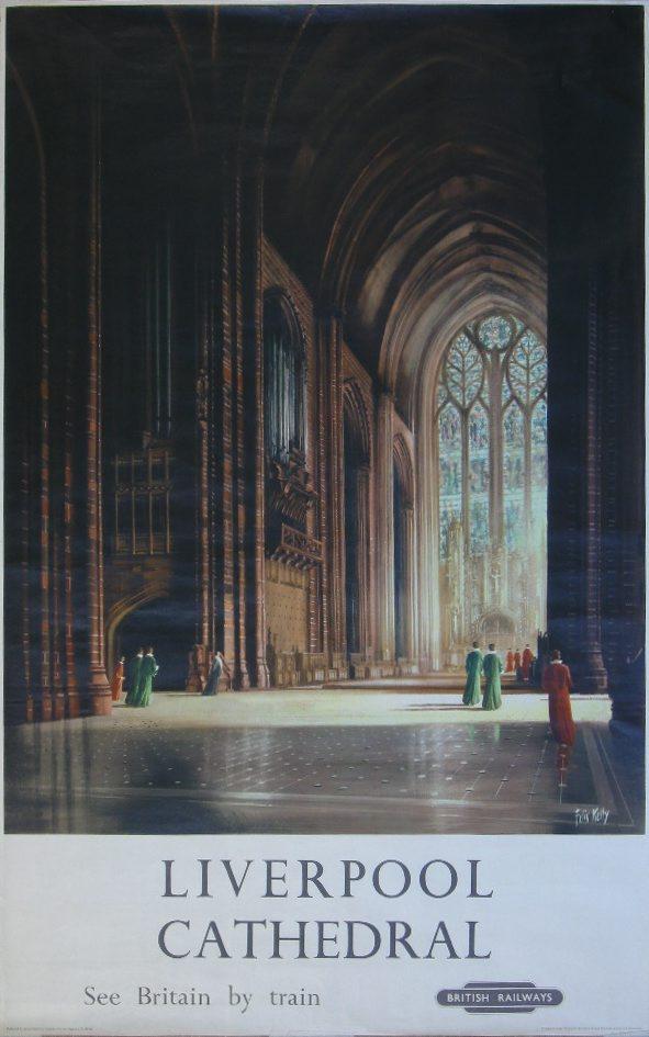 Felix Kelly (1917-1994) Liverpool Cathedral, origi: Felix Kelly (1917-1994) Liverpool Cathedral, original poster printed for BR(LMR) by Waterlow 1953 - 102 x 64 cm
