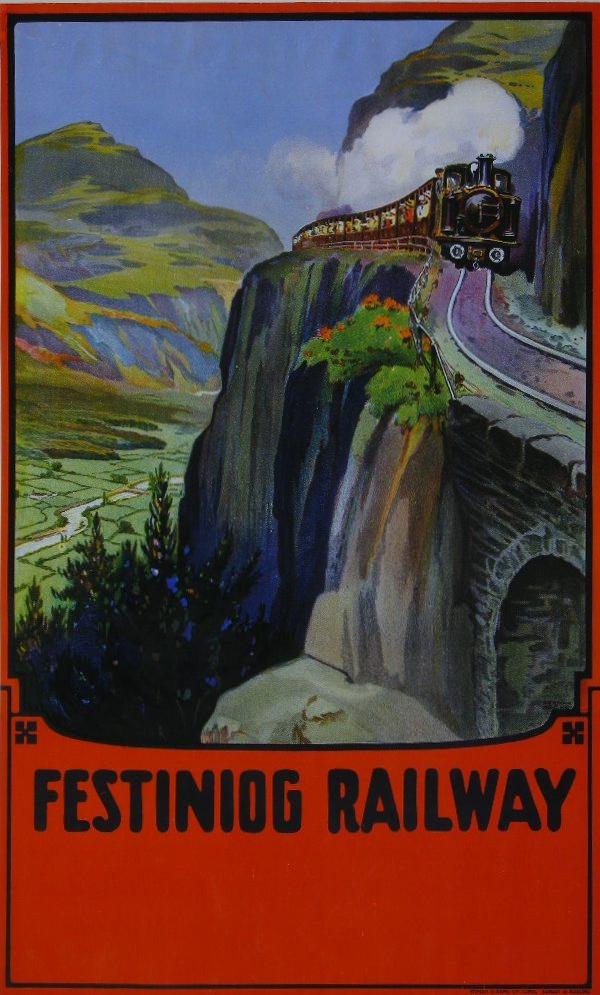 Norman Keene (dates not known) Festiniog Railway, : Norman Keene (dates not known) Festiniog Railway, original poster printed by Wyman & Sons - 102 x 62 cm