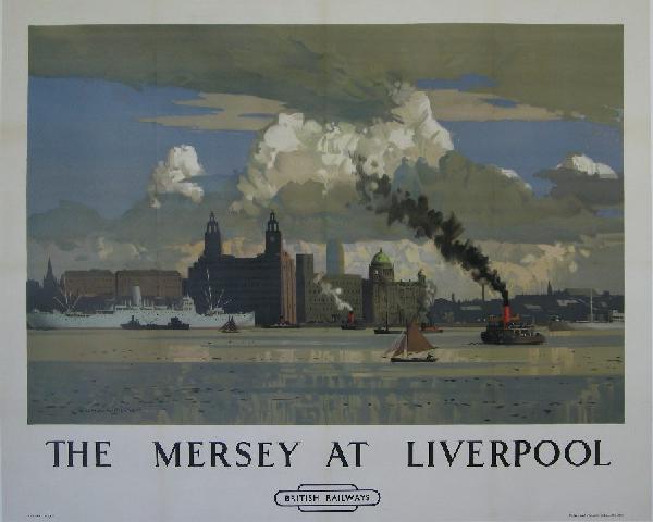 Norman Wilkinson (1878-1971) The Mersey at Liverpo: Norman Wilkinson (1878-1971) The Mersey at Liverpool, original poster printed for BR(LMR) by Jordison 1948 - 102 x 127 cm