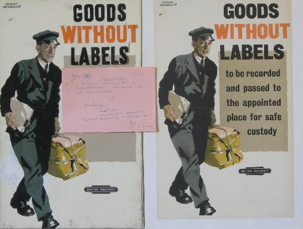 Frank Newbould (1887-1950) Claims Preventions No 1: Frank Newbould (1887-1950) Claims Preventions No 11, Goods without labels, original British Railways poster - 48 x 31 cm; together with the artist's original artwork - 51 x 32 cm with publicity office