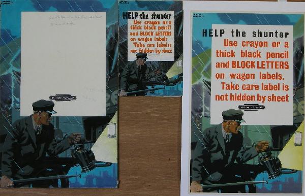 Frank Newbould (1887-1950) Claims Preventions No 8: Frank Newbould (1887-1950) Claims Preventions No 8, Help the shunter, original British Railways poster - 48 x 31 cm; together with the artist's original artwork - 51 x 32 cm and preliminary design (3)