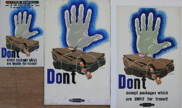 Frank Newbould (1887-1950) Claims Preventions No 3: Frank Newbould (1887-1950) Claims Preventions No 3, Don't accept, original British Railways poster - 48 x 31 cm; together with the artist's original artwork - 51 x 32 cm and preliminary design (3)